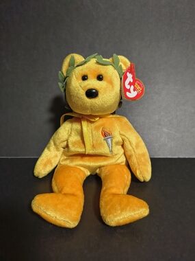 Ty Beanie Baby VICTORY the Bear (Internet Exclusive) 9" Stuffed Toy Retired